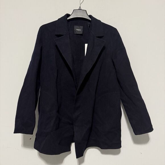 Theory Sileena Nocturne Navy Winsome 2 double face wool coat MEDIUM NWT $595 - Picture 3 of 10